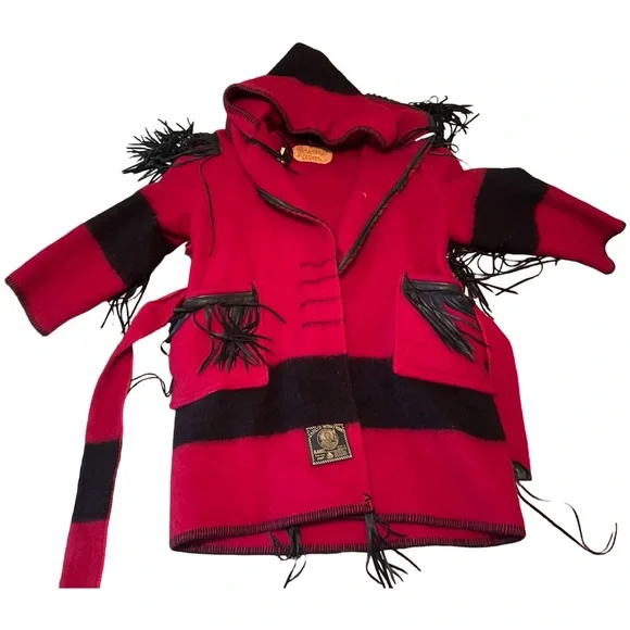 Early’s Witney Point Castillo Designs Santa Fe Hooded Wool Fringe Coat - Picture 1 of 10